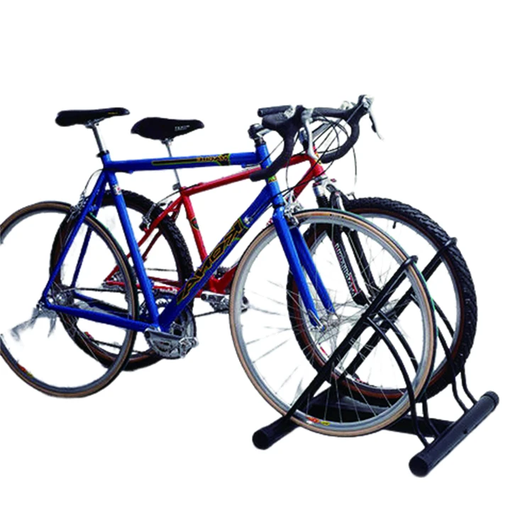 Free standing metal bike racks Two bicycle floor type parking stand  Indoor Floor Vertical Bike Stand Rack