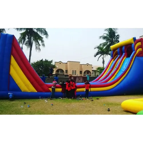 Giant Commercial PVC Tarpaulin Sports Game Inflatable Zip Line Inflatable Water Slide