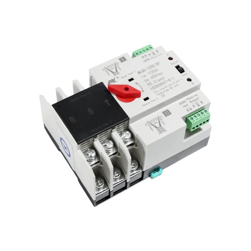 Single Phase Din Rail ATS for PV and inverter Dual Power Automatic Transfer Selector Switches Uninterrupted 2P 63A 100A 125A