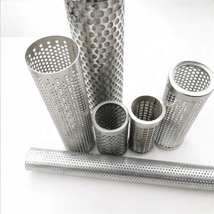 10 micron stainless steel perforated cylinder filter tube pipe exhaust