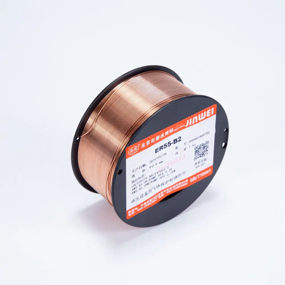JINWEI ER55-B2 Customized Mig Welding Wire Roll Solid Low Alloy Steel ER80S-B2 for Mild Carbon Steel OEM Supported