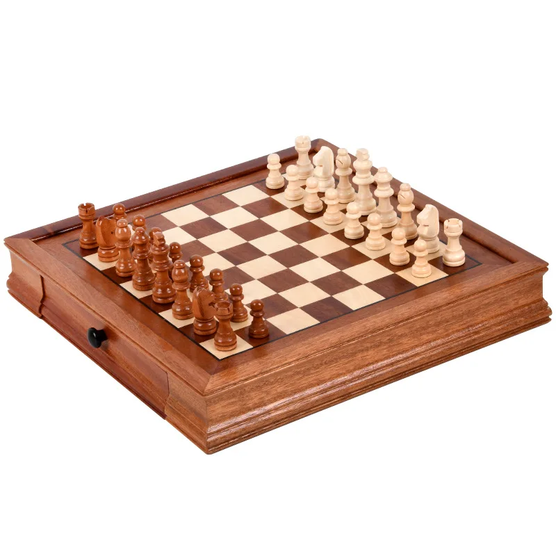 Drawer style Sabili solid wood veneer splicing chessboard magnetic boutique chess box set