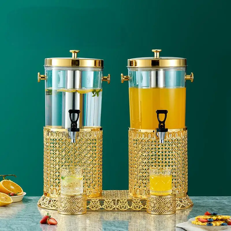 Wedding Beverage Dispenser Upscale Golden Steel Cold Juice Drink Dispensers with Large Capacity for Event Use
