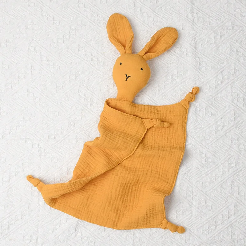 New Arrivals 100% Cotton Gauze Animal Bunny Plush Toys Super Soft Baby Comforter Toy Newborn Baby Security Blanket