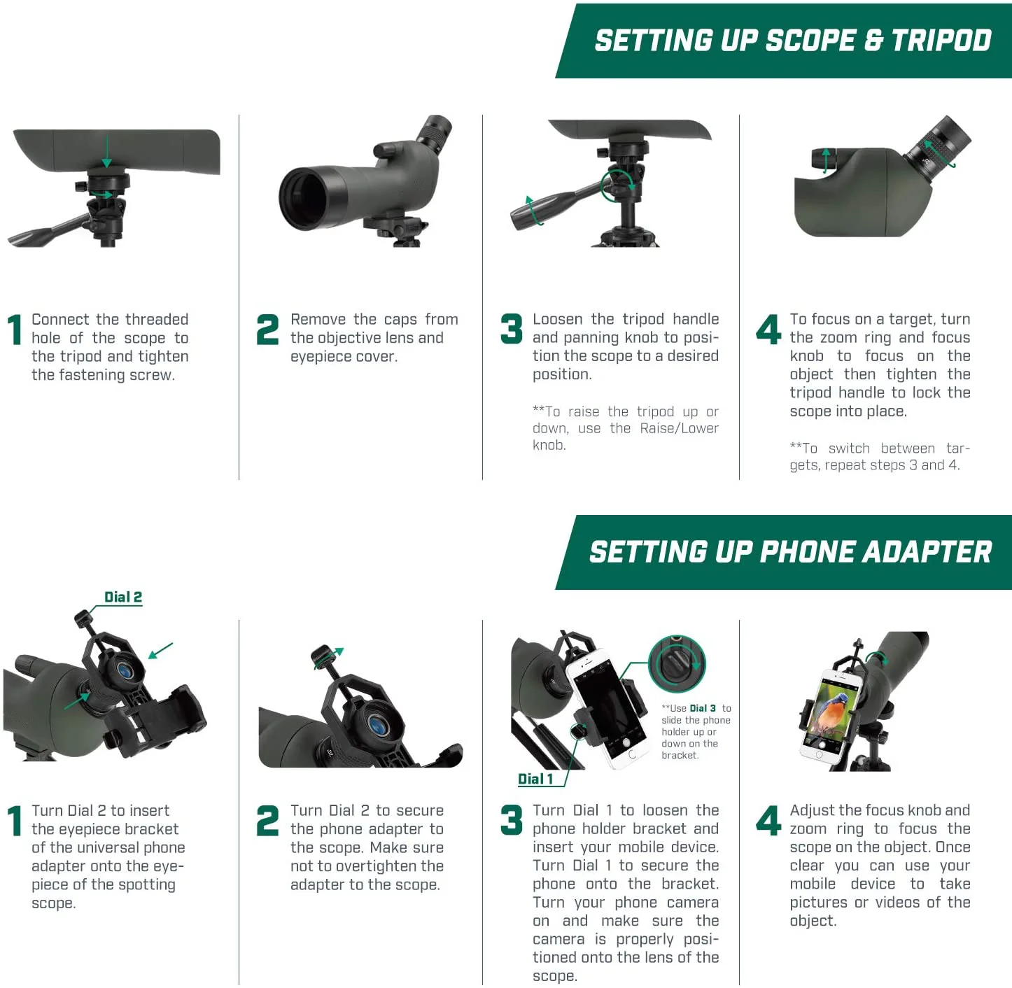 SUNCORE Spotting Scope for Target Shooting w/Tripod 20-60x60mm, Multi Coated Optical Lens