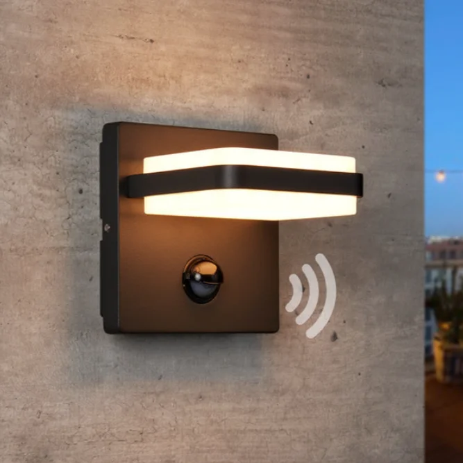 landscape ip44 aluminum flat mounted motion sensor modern design with led outdoor wall light up down