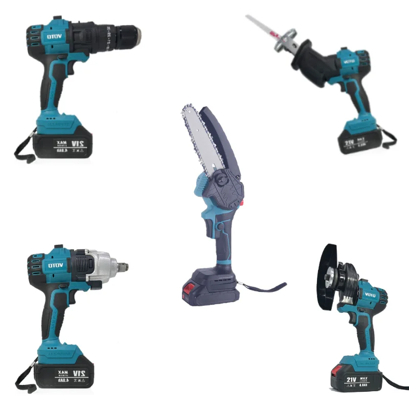 5 In 1 Brushless Tool Combo Kit Impact Drill Electric Wrench Reciprocating Saw Chainsaw Angle Grinder With 21V Lithiumbattery