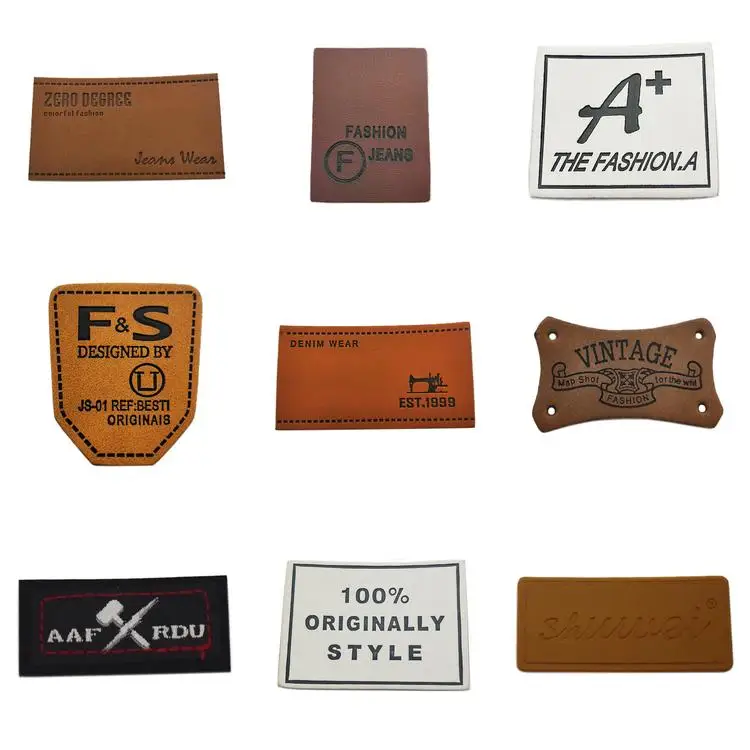 Heat treatment process label clothes accessories debossed logo fake leather patch