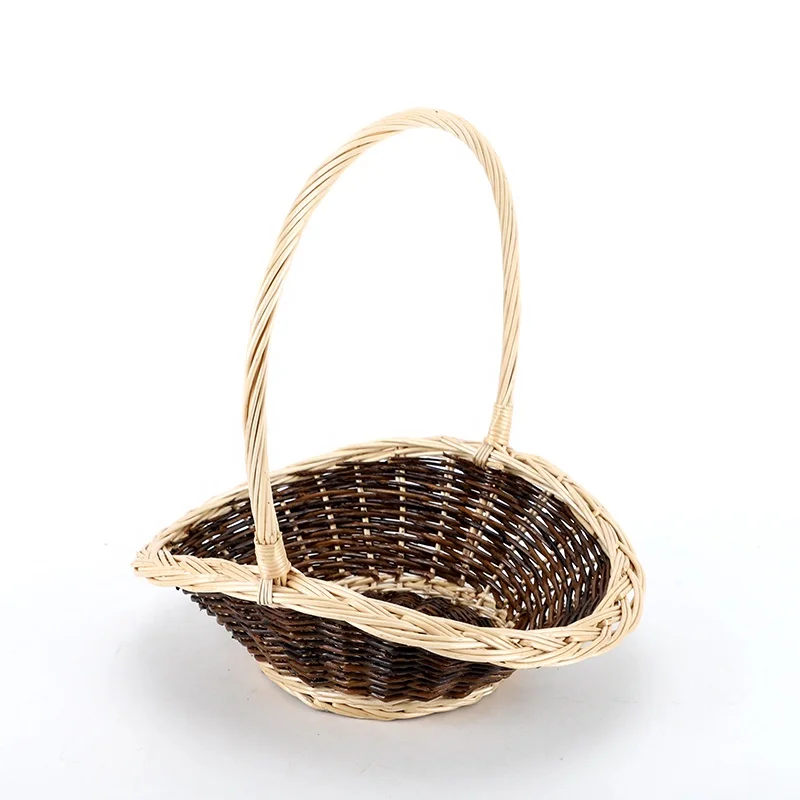 Wholesale wicker handmade baskets with handles, flowers, fruits, bread, picnic gifts, storage baskets