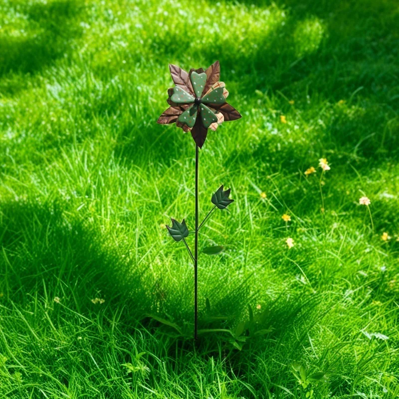 Metal Kinetic Wind Spinner Outdoor Garden Sculpture Stake Ornaments Iron Wind Spinners Mandala Winds Spinner Parts