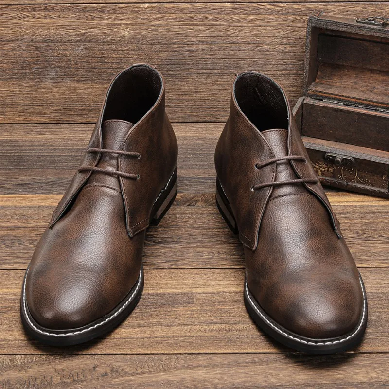 Hot Sale Flat Shoes Men Ankle Boots Western Style Suede Leather Big Size Boots for Men