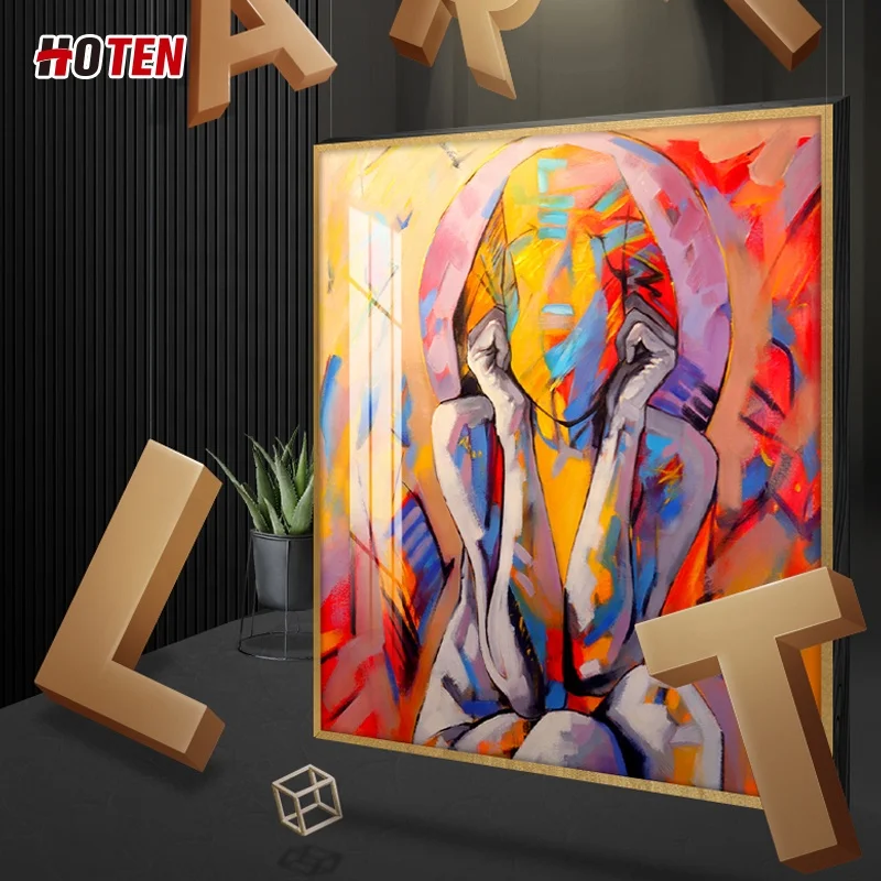Limited 100% handmade painting waiting theme abstract decorative painting
