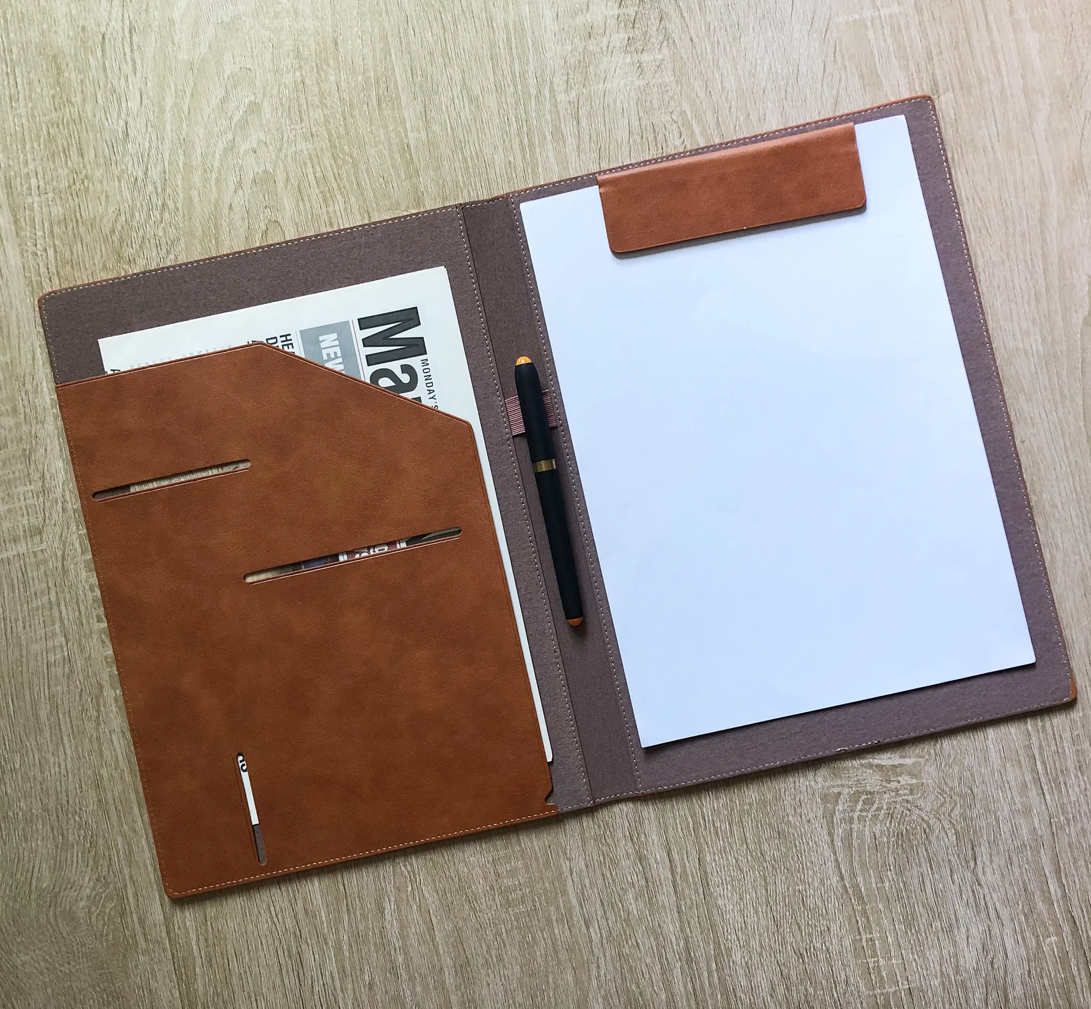 Индивидуальный веганский тонкий кожаный портфель на заказ Padfolio Folio для мужчин и женщин держатель документов папка конференций