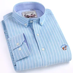 High Quality Long Sleeve Pure Cotton Oxford Stripes Shirts For Men