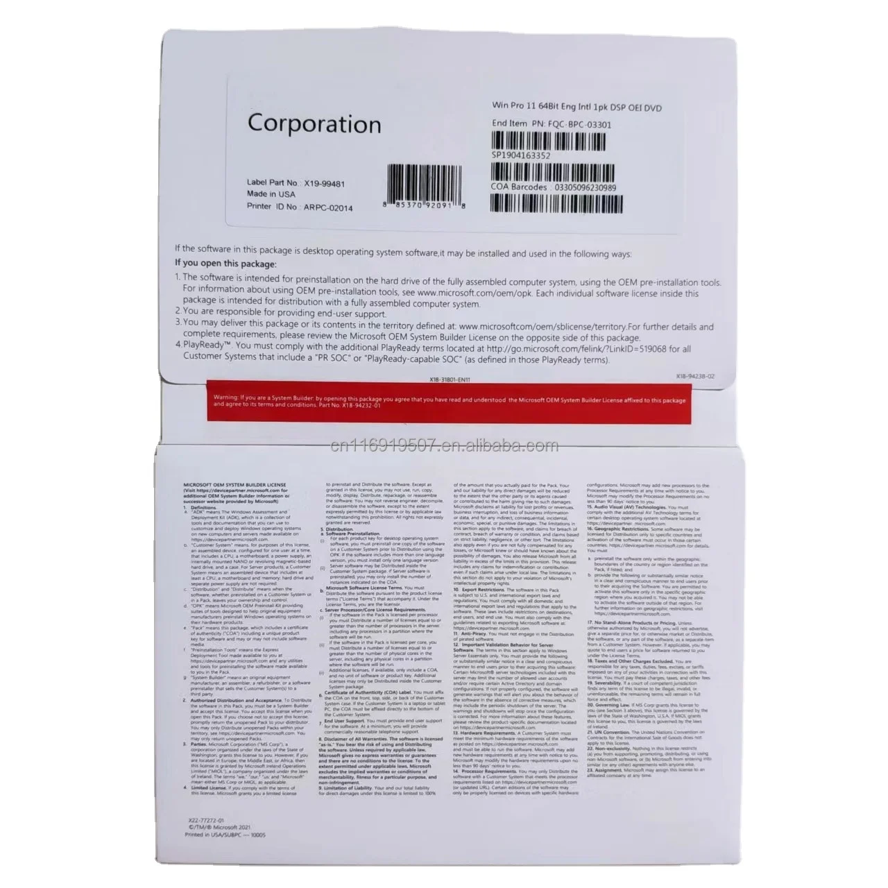 Win 11 Professional OEM DVD полный пакет использование ключ Лицензия английская версия Pro гарантия 12