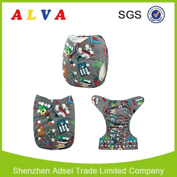 ALVABABY printed one size baby cloth diapers washable baby nappies in China