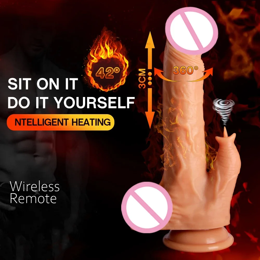 Best Selling Tongue Licking Dildo Vibrator USB Silicone Thrusting Stretch Realistic Rotating Vibrating Dildo with Suction Cup