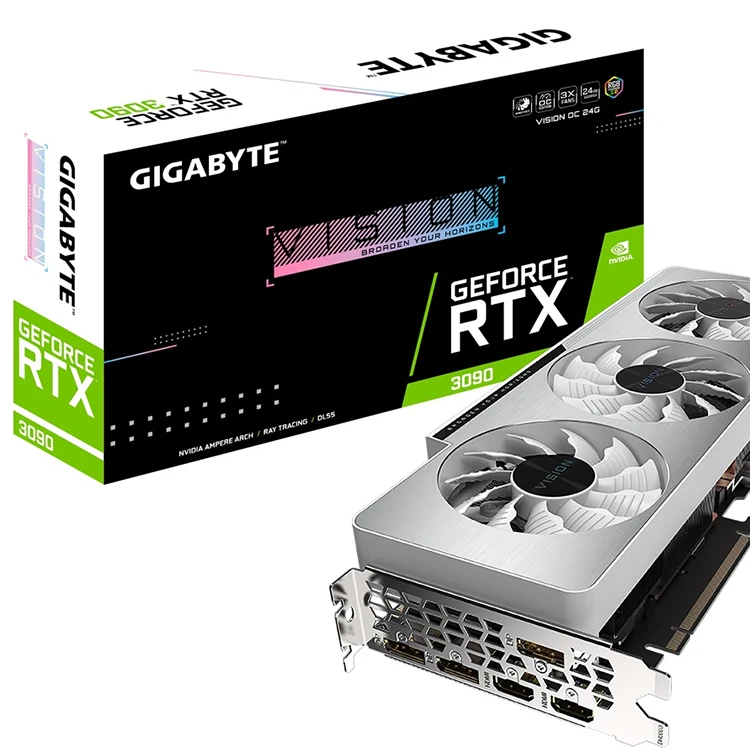 Игровая Видеокарта GIGABYTE NVIDIA GeForce RTX 3090 VISION OC 24G с 24-битным интерфейсом памяти GDDR6X 384 ГБ используемым для