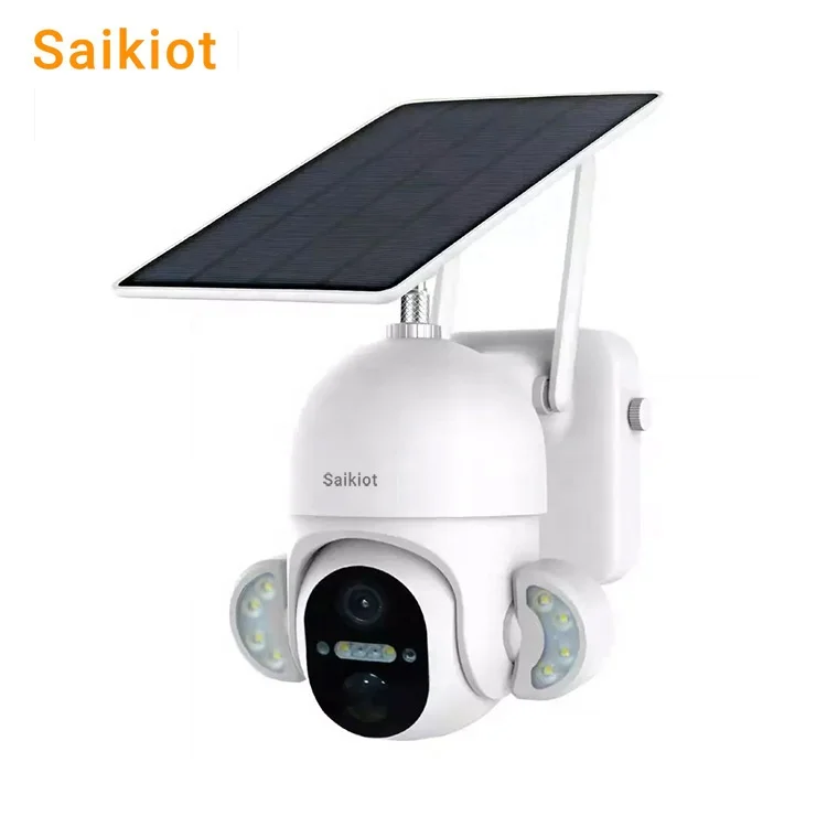 Saikiot Hot Sale PTZ Wireless Outdoor Floodlight Camera Solar CCTV 4G Wifi Network Security Surveillance System Camera