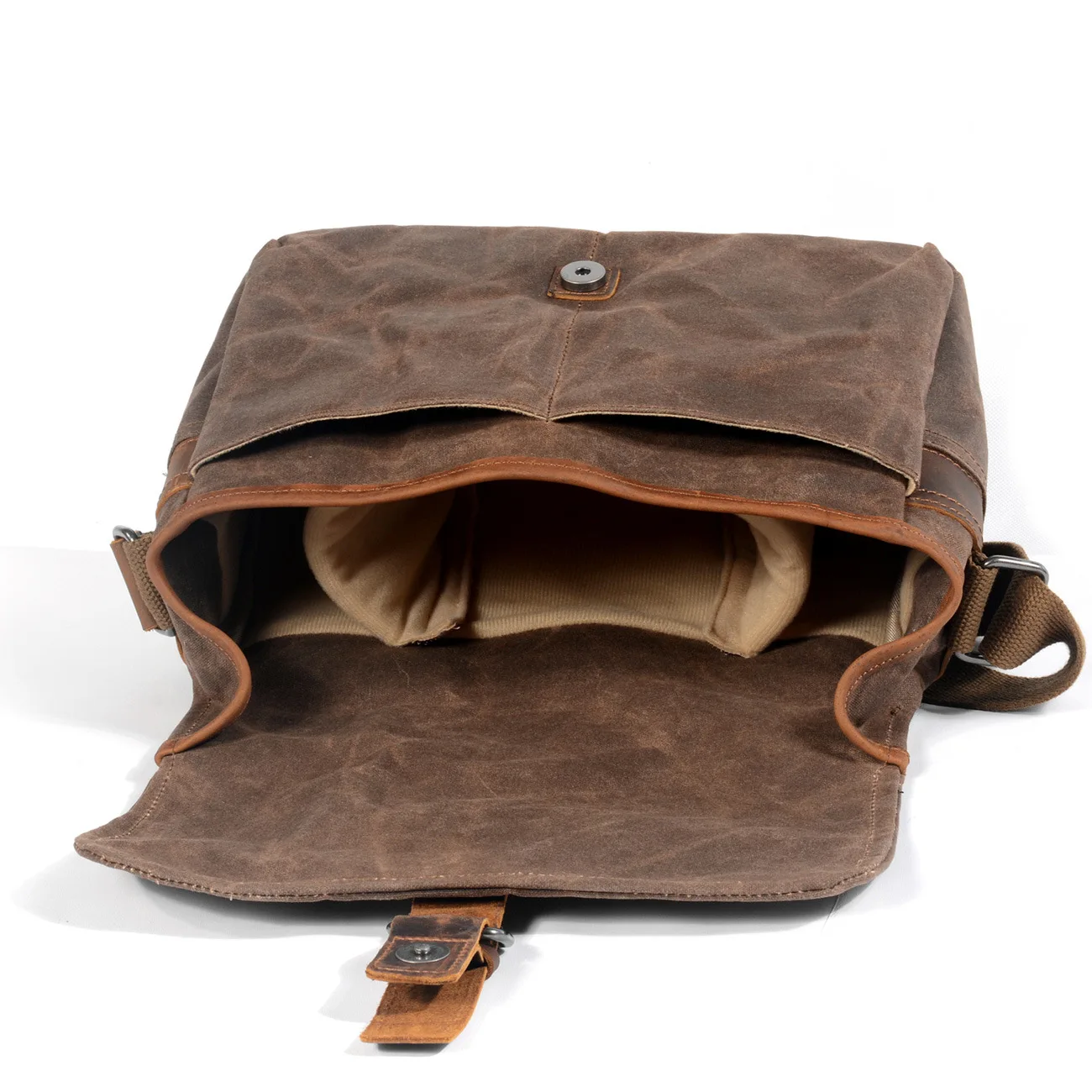 Outdoor Photography Genuine Leather Camera Bags Waterproof Waxed Canvas Digital SLR Camera Shoulder Bag