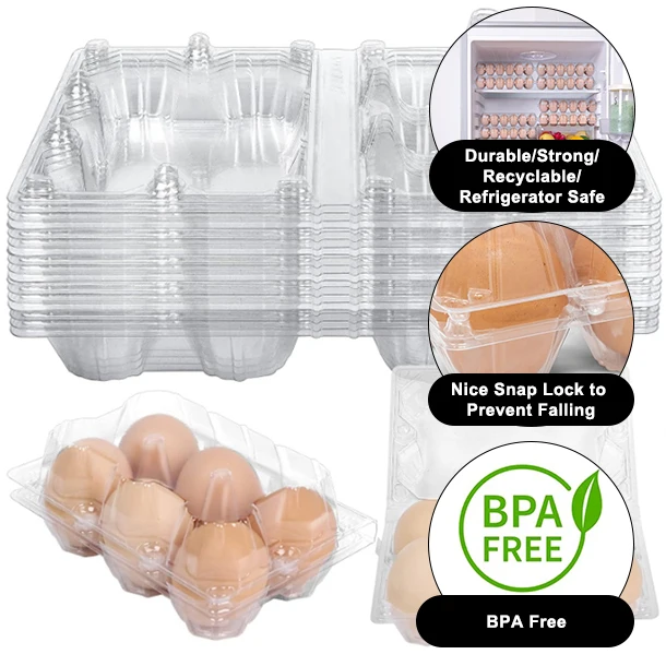6 Holes Transparent Plastic Egg Box Cheap Transparent Plastic Egg Trays Egg Box For Supermarket