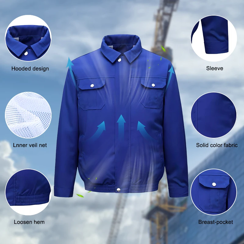 Summer battery coat air conditioned jacket cooling clothes fan jacket with fan worker wear uniform