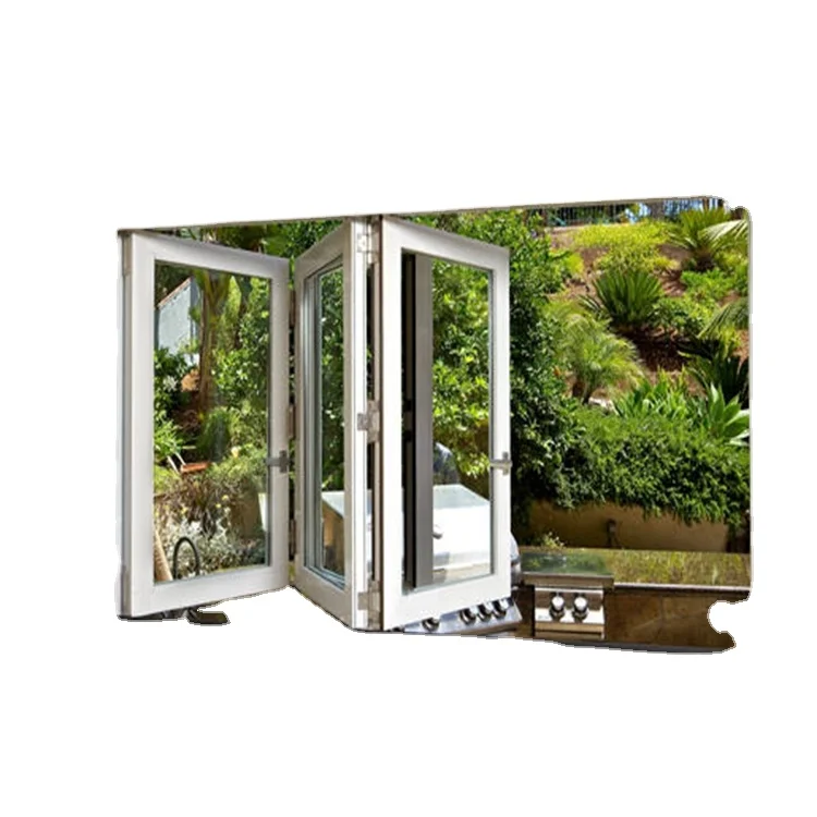 Kitchen Accordion Aluminum Glass Bi Folding Windows Double Glazed Bi-folding Window for House Folding Windows