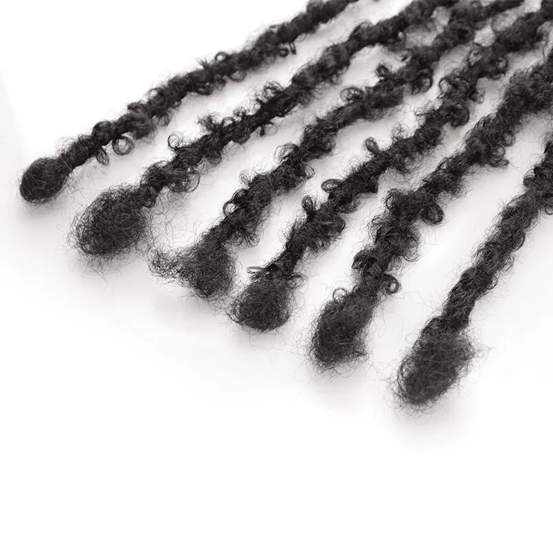 Jiffy Hair flexible easy to dye hot selling products 2024 natural human hair butterfly locs with curly ends