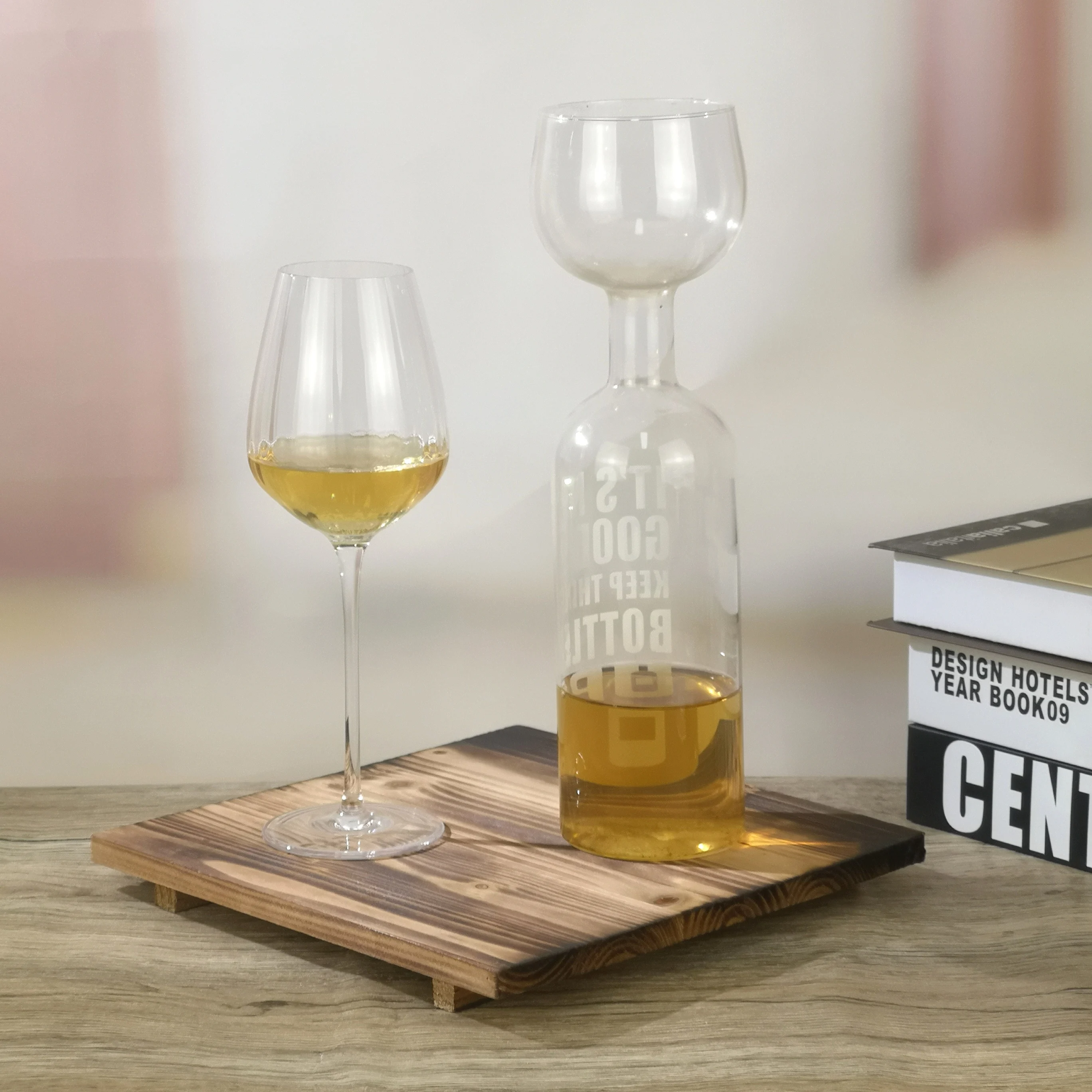 Wholesale American Style Waterfall Optic Crystal Ribbed Wine Glass Set 350ml Goblet Flute Champagne Glasses