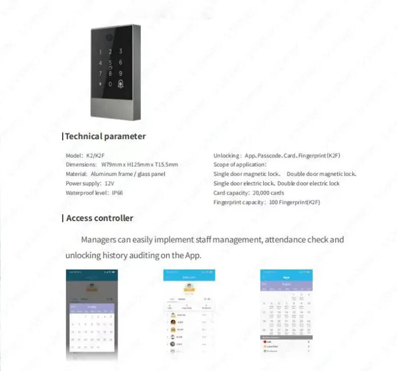 TTLock TThotel App Access Control Keypad Keyless Reader Rfid biometric fingerprint QR code access control system keyboard K3Q