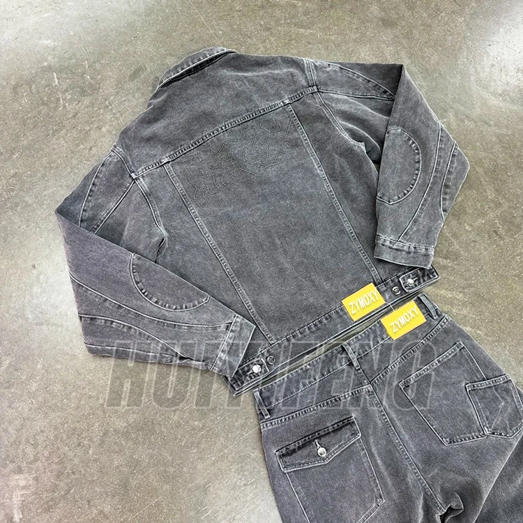 High quality denim jacket and jeans pants Two piece heavyweight vintage denim set men clothing manufacturers custom
