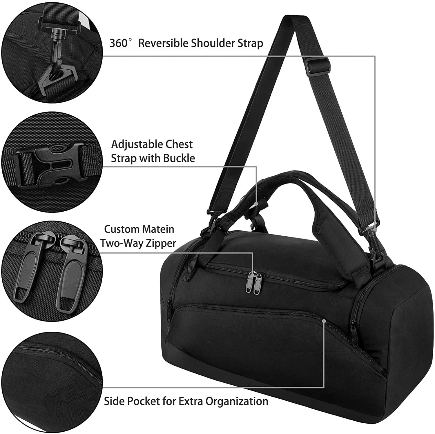 FREE SAMPLE Large Gym Backpack Sports Bag with Shoes Compartment, 3 Way Waterproof Workout Duffel Travel Duffle Bag