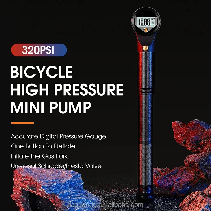 High-Pressure Mini Portable Electric Bicycle Pump Psi Gauge Bike Accessories for Suspension and Shock Electric Bike Air Pump