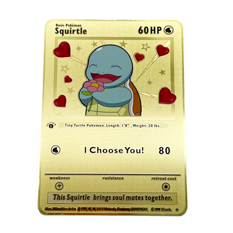 Китайский производитель дешевая цена изготовленная на заказ Pikachu Золотая фольга металлическая оригинальная первое издание торговая игра покемонированная карта