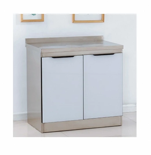 SUS304 Countertop Indoor Outdoor Glass Door Cupboard Modular Stainless Steel Kitchen Cabinet With Sink