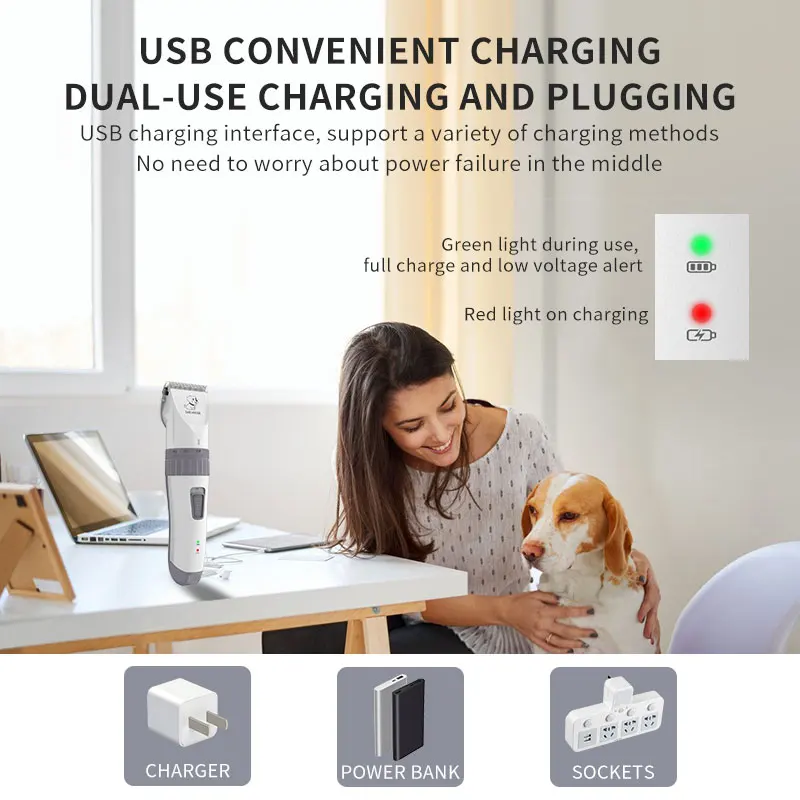 Electronic Pet Grooming Kit Clippers Low Noise Cordless Electric Quiet Pet Cat Dog Hair Shaver Set