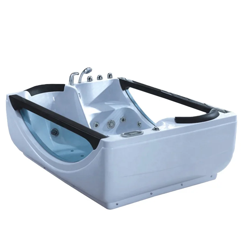 
rectangle free standing transparent acrylic hydromassage bathtub for adult 