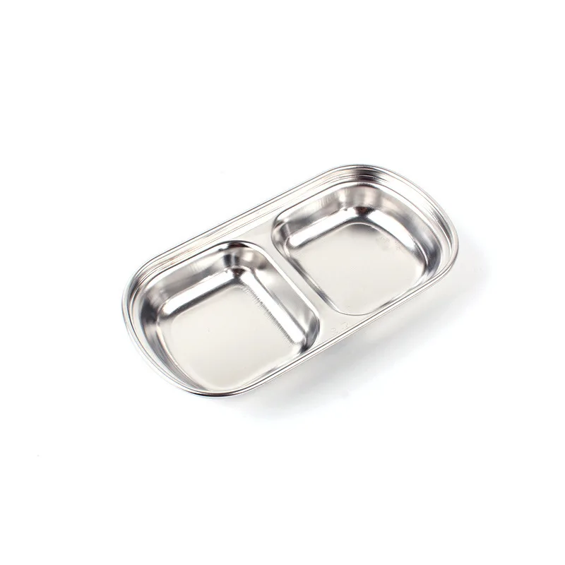 SP2571Barbecue dipping plate Outdoor stainless steel sauce plate Picnic multi grid seasoning plate