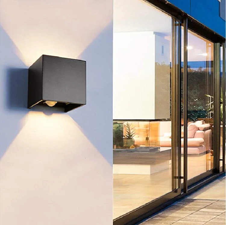 Good quality outdoor Motion sensor Black Cube waterproof wall lamp fixtures led wall lamp for garden home