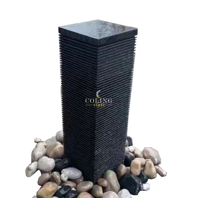 Outdoor garden water feature outside Basalt indoor wall fall Water Fountain Onyx Stone Pillar Fountain