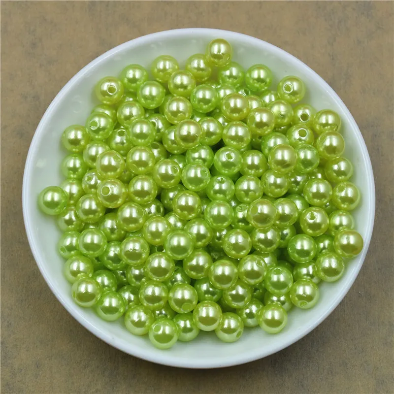 Yellow ABS With Hole Imitation Pearls Round Glue on Loose Beads Garment Handmade DIY for Jewelry Making Accessories