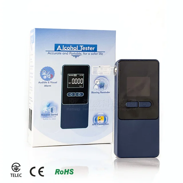 Fuel Cell Alkotester Breathalyser Alcohol Meter Bluetooth Mobile App AT808