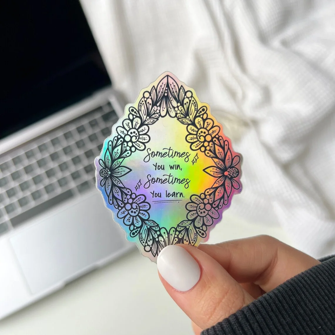 Rainbow Laser Holographic Custom Logo Car cute PVC Labels cartoon Waterproof Bike Hologram die cut sticker