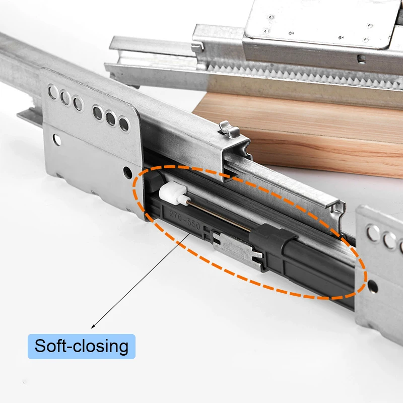 Grey Slim Box Kitchen Heavy Duty Soft Closing Undermount Metal Tandem Box Double Wall Cabinet Drawer Slide