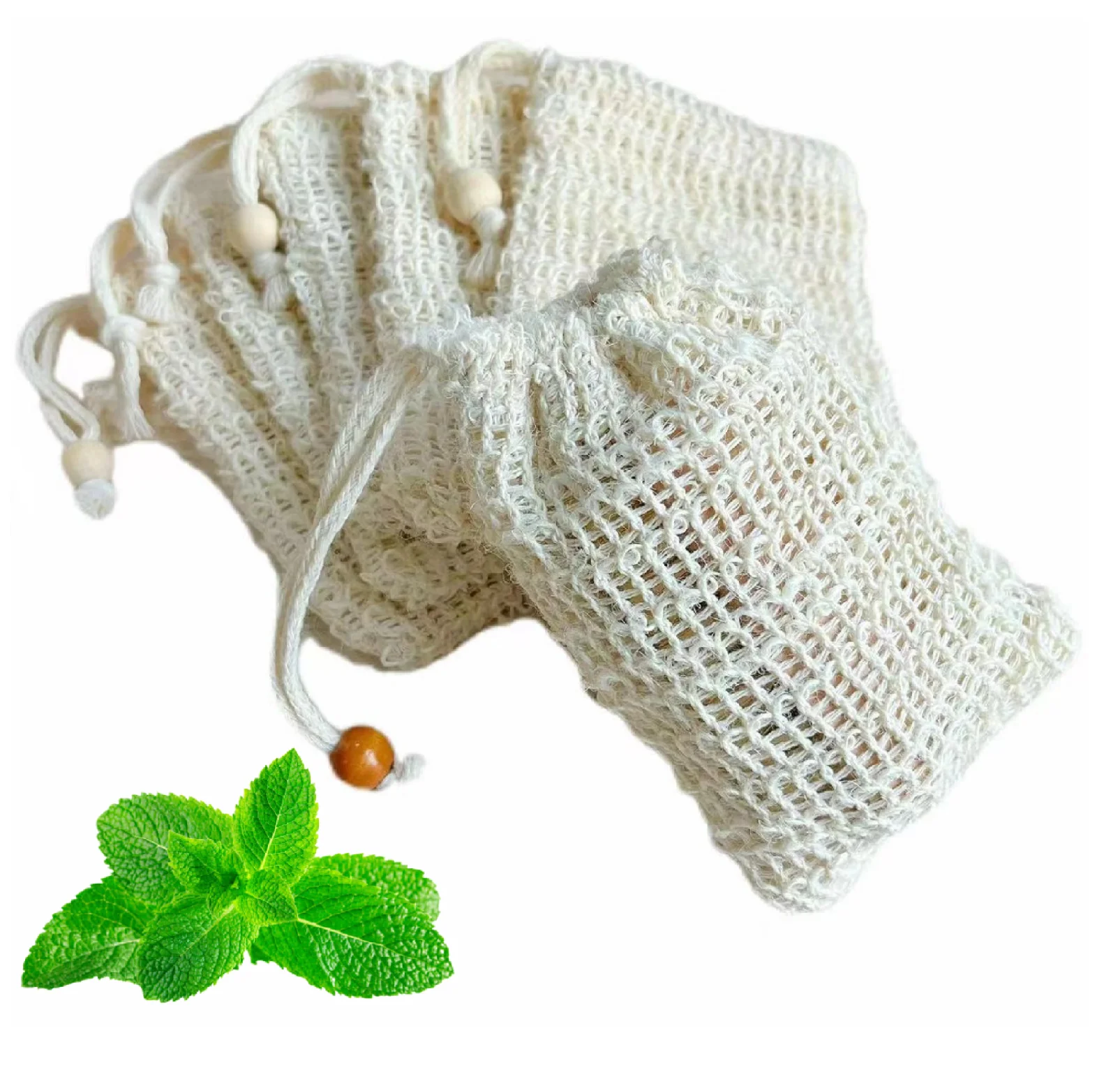 Colorful Cotton Linen Mesh Drawstring Soap Saver Bag Eco Cosmetic Bath Soap Pouch