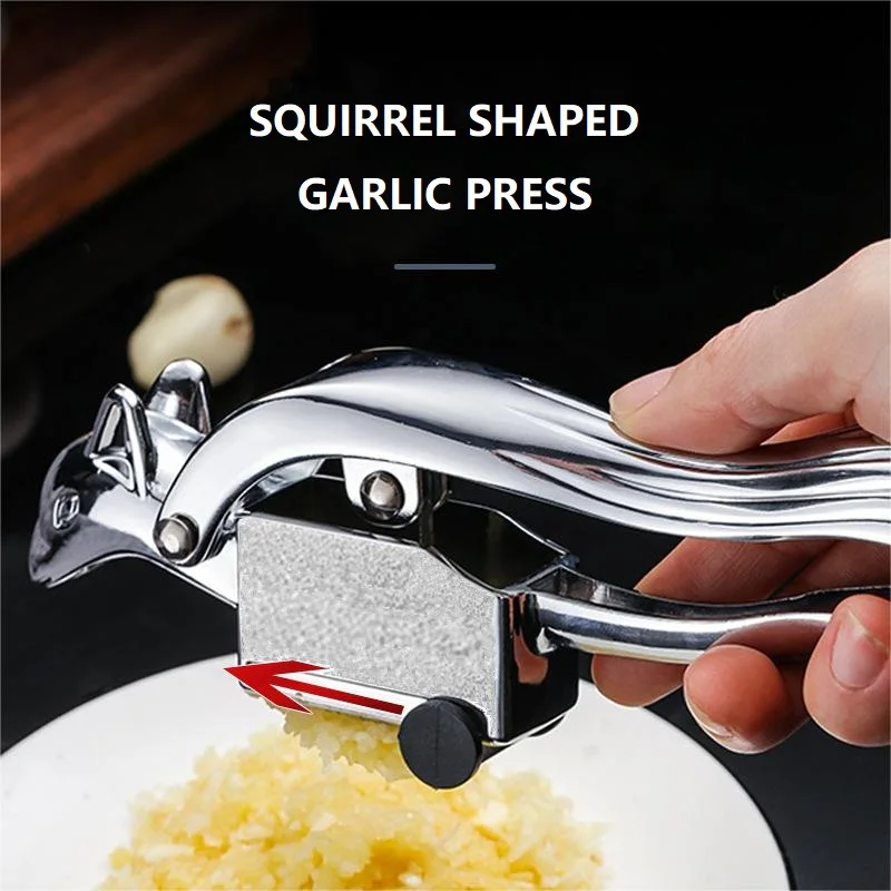 Squirrel Shaped Manual Zinc Alloy Meshed Garlic Press Ginger Mincing Kitchen Gadgets