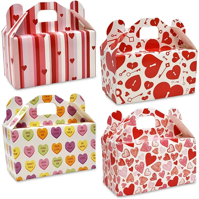 2022 New Custom Designed  Paperboard Treat Boxes with Window White Valentines Day Containers Valentines Day Cookie Boxes