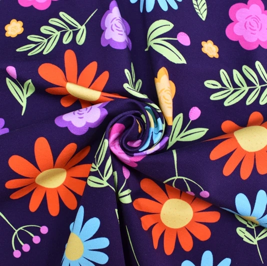 Пользовательский цифровой дизайн печать хлопок лайкра ткань поплин саржа брезент сатин шелк вискоза