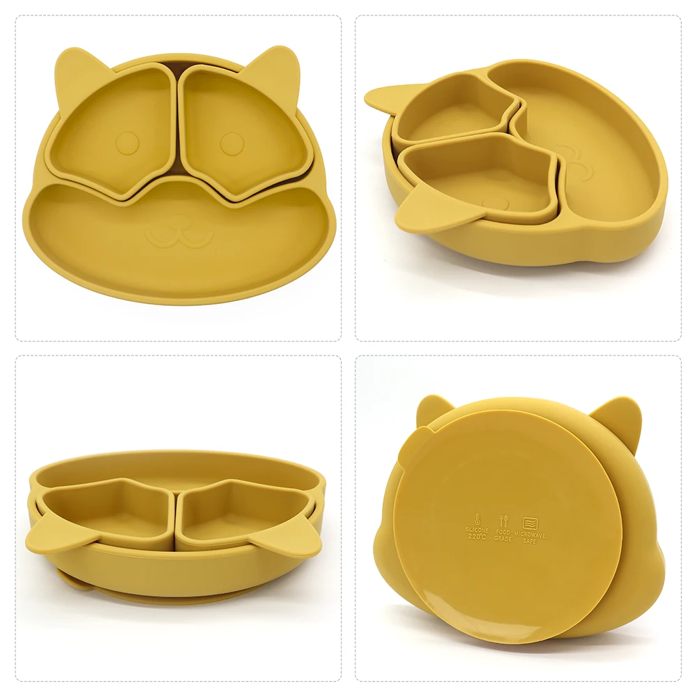 Manufacturer Wholesale New Design Toddler Solid Food Feeding BPA Free Suction Bowl Baby Silicone Plate Set