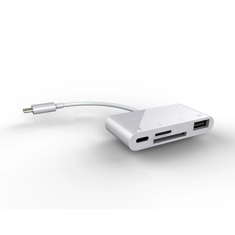 Оптовая продажа USB-кардридер с подсветкой 8 pin на USB OTG адаптер зарядным портом для iphone